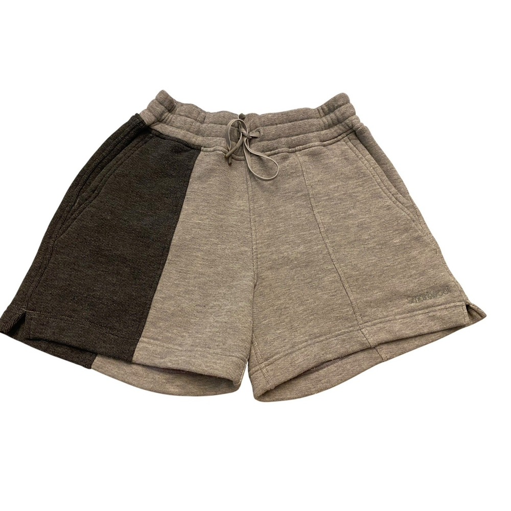 Smartwool Womens Merino Wool Blend Sweat Shorts Beige Brown Colorblock Small
